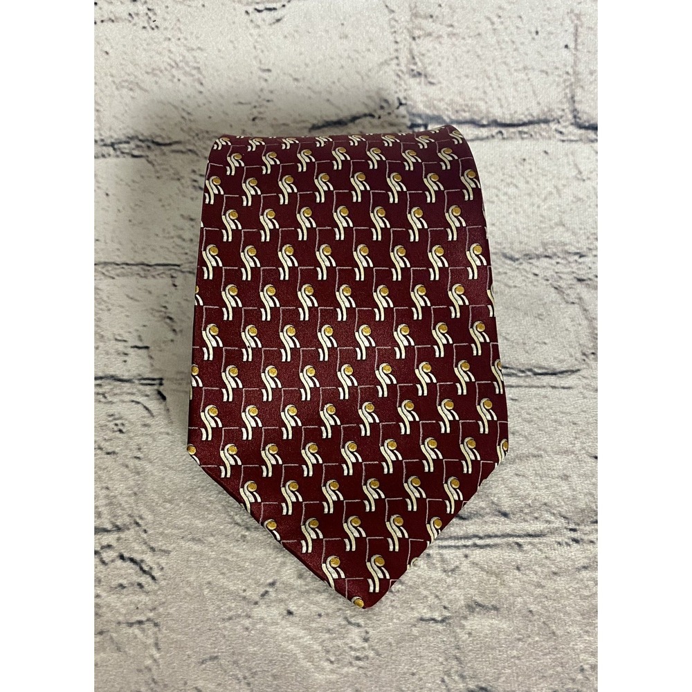 NEW Zylos By George Machado Neck Tie 64" Burgundy Geometric